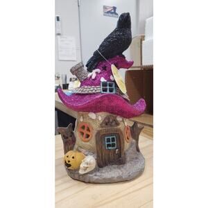 National Tree Company 10 in. Purple Hat Haunted House w/ LED Lights, NEW IN BOX